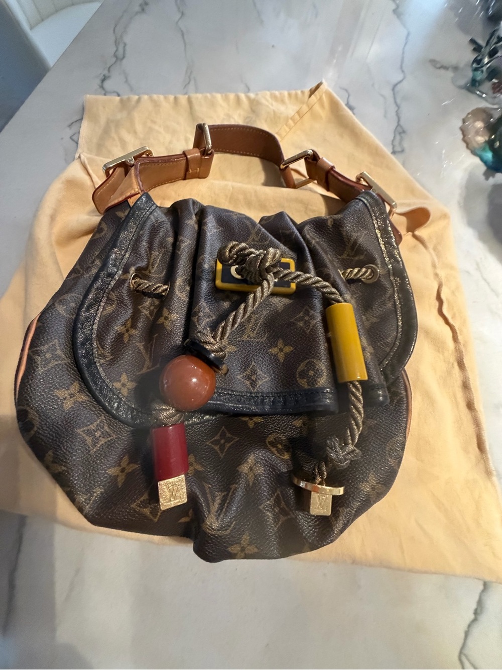 Louis Vuitton Monogram Drawstring Bag with Colorful Accents KALAHARI edition!